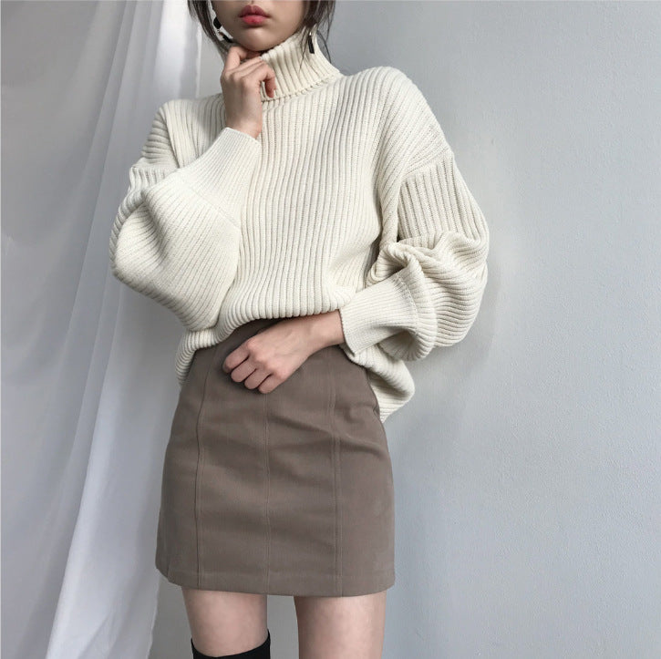 CHLOÉ | Elegant Balloon Sleeve Turtleneck Sweater